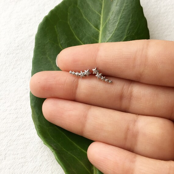 Sterling silver stars earrings, Dainty jewellery, sterling silver earrings, tiny earrings, Studded star, Christmas gift, shooting stars