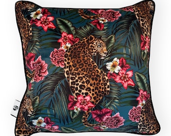 Velvet Leopard Print Cushion