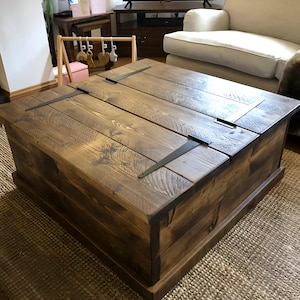 Large Square Coffee Table/Trunk Storage Chest - Reclaimed Wood - Rustic Style