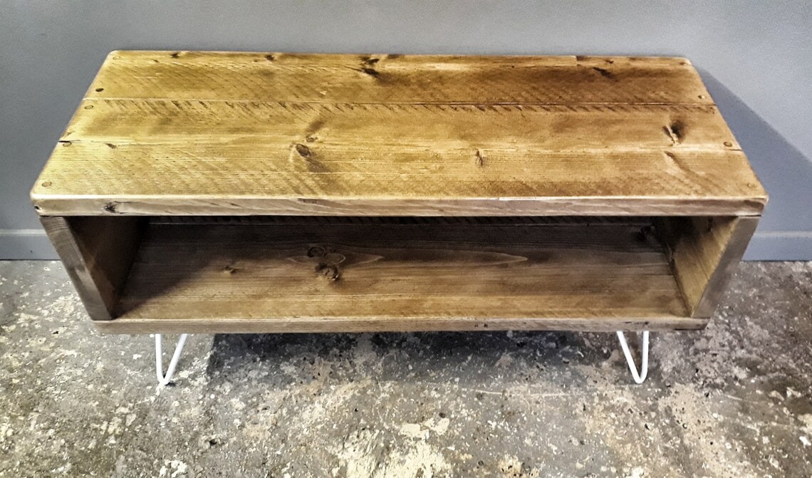 Reclaimed Retro TV Stand Hairpin Legs Media Unit FREE Etsy UK