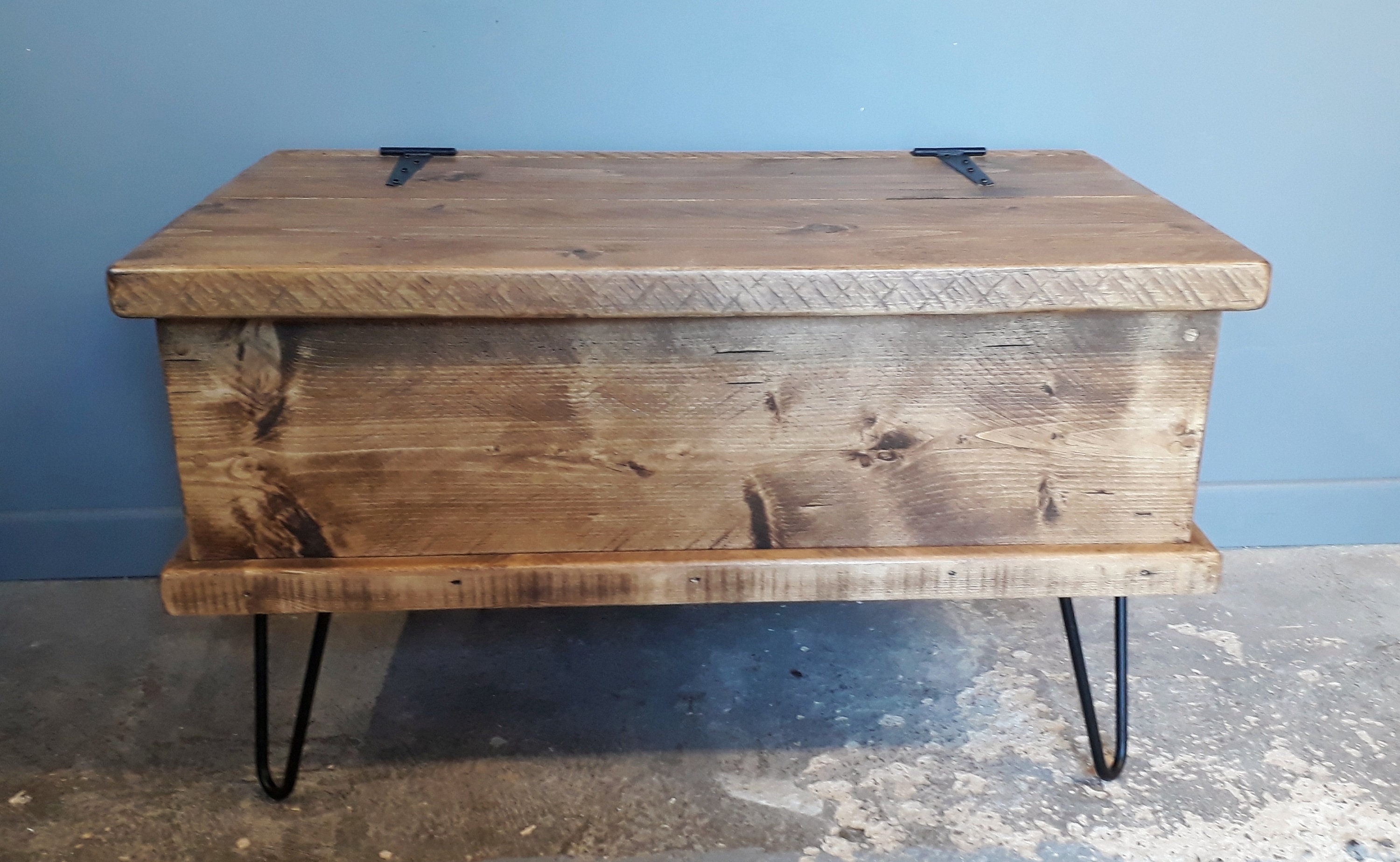 Reclaimed Rustic Wooden Trunk/coffee Table Hairpin Legs Etsy UK
