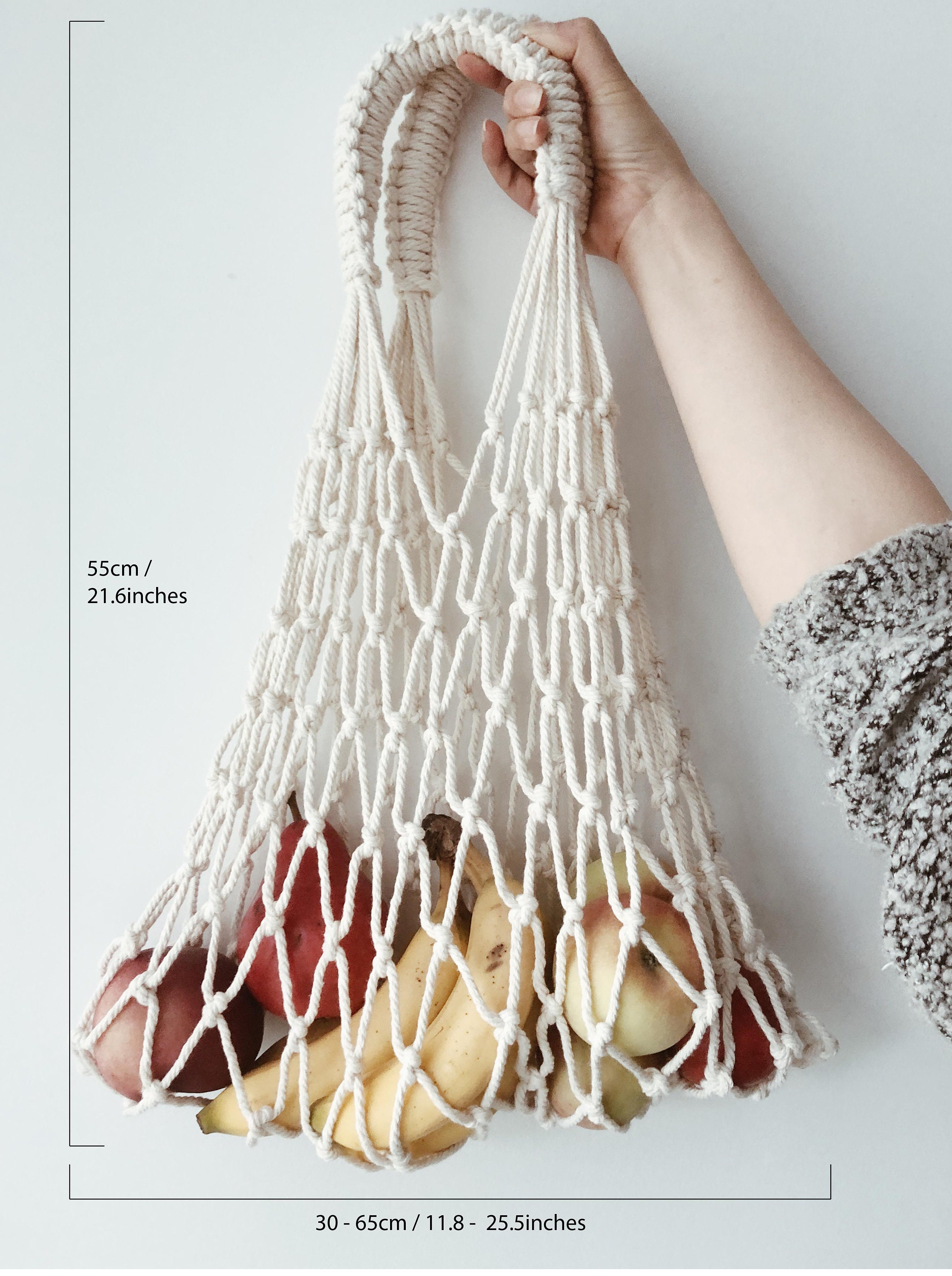 Handmade Macramé Market Bag Shopping Bag Cotton Net Grocery Etsy