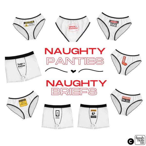 Matching Couples Underwear. His and Hers Briefs and Panties. Naughty Knickers Fun Sexy Valentines Day Gift for Him and Her.