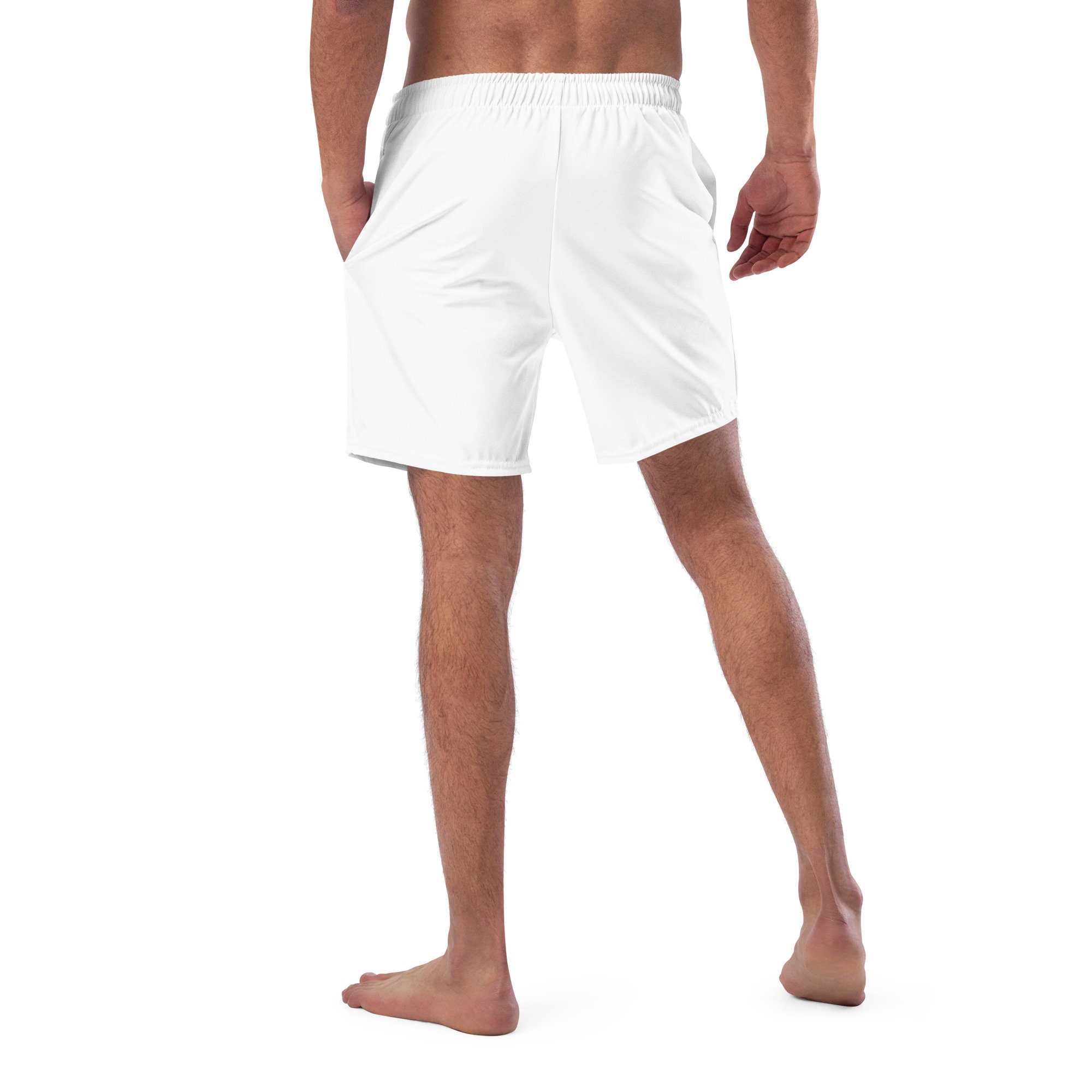 Men's Four-way Stretch White Swim Trunks With Drawcord. - Etsy