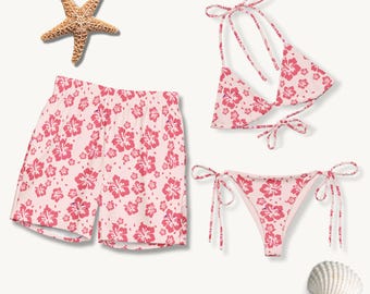Matching Tropical Swimwear Set: His & Hers Hawaiian Vacation Bathing Suits