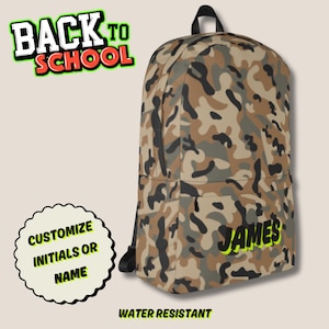 Personalized Camouflage Backpack: Custom Military-Style Rucksack for Kids&#39; Back-to-School Gift