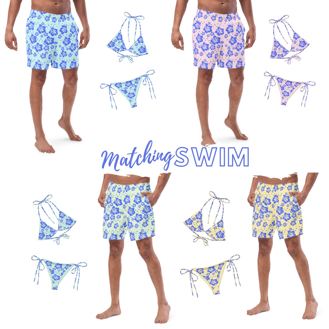 Matching Couples Tropical Swimsuits. Hawaiian Vacation Swimwear. His and Hers Bathing Suits. Etsy