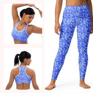 Vibrant Tropical Floral Yoga High-Waisted Leggings with UP50 Padded Sports Bra: Breathable, Activewear for Fitness & Relaxation
