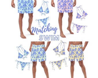 Tropical Couples Swimwear Set: His & Hers Hawaiian Bathing Suits