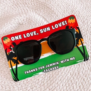 ONE LOVE Sunglasses Favors - Reggae Party - Jamaican Party - One Love First Birthday Party - Lets Get Together - One and Loved  - Glasses