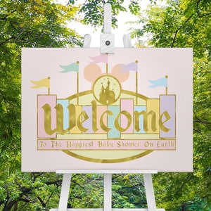 Magical Baby Shower Disneyland Welcome Sign - Vintage Mickey Party - Theme Park Baby Shower Party - Pastel Party -Classic -Retro -Party Sign