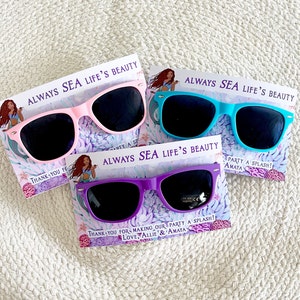 The Little Mermaid Sunglasses Favors - Little Mermaid Party - Little Mermaid Favors - Live Action Mermaid - Black Mermaid  - Glasses