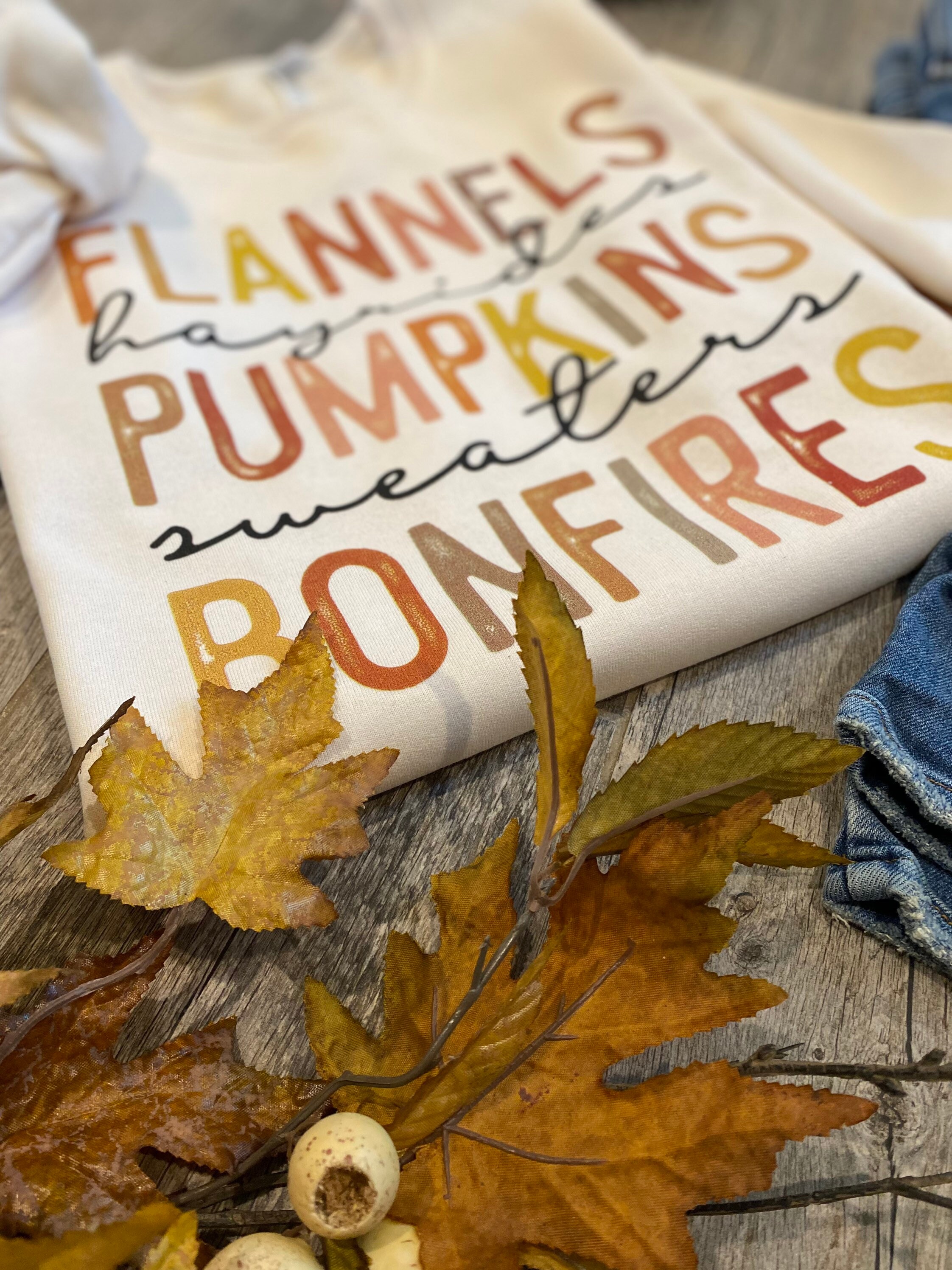 Discover Flannels Hayrides Pumpkins Sweaters Bonfires Sweatshirt