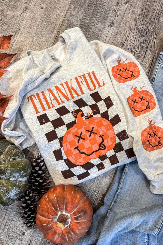 Thankful Sweatshirt, Fall Pullover Sweatshirt, Holiday Sweatshirt