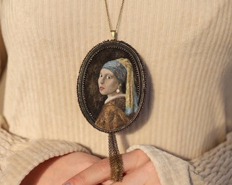 Vermeer Jewelry Necklace, Vintage Necklace, Girl With A Pearl Earrings, Van Gogh, Gustav Klimt, Victorian Portrait, Cameo Lock Necklace