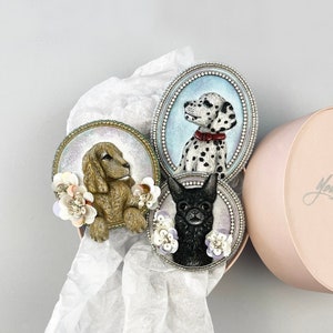 Custom Pet Brooch Personalized Dog Portrait Pin Handmade 3D Embroidered Keepsake Gift for Pet Lovers Pet Memorial Jewelry Dog Lover Gift