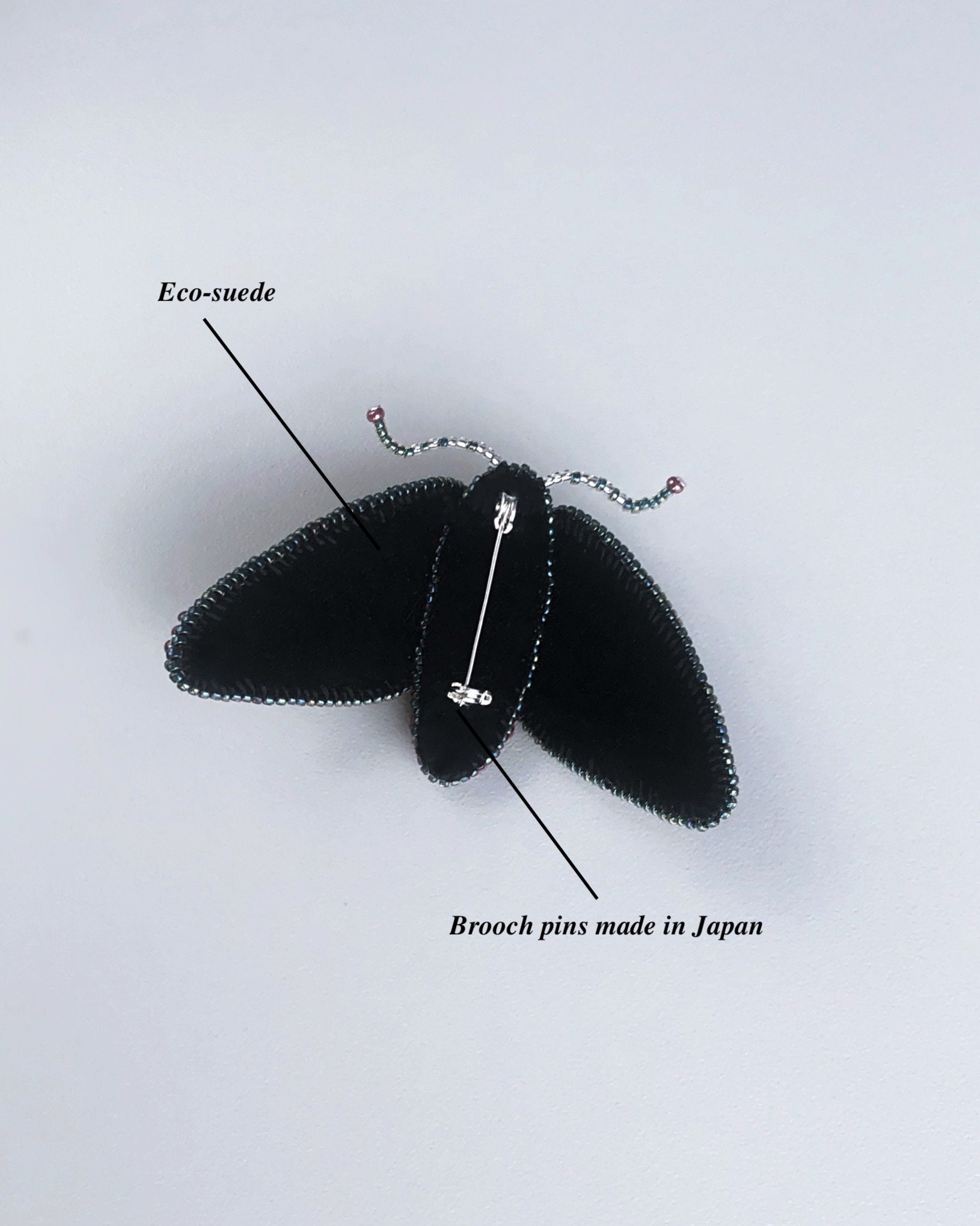 Moth Brooch Embroidery Pin, Beaded Brooch Pin, Insect Brooch
