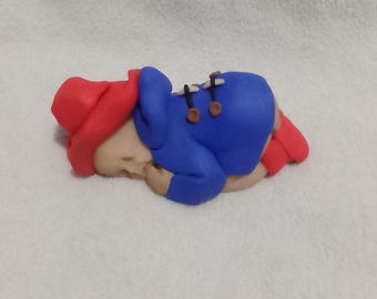 Oso Paddington - Figura personalizada de bebé durmiendo de 6,35 cm, adorno para tarta de arcilla polimérica
