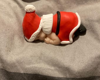 Figura personalizada de la Sra. Claus durmiendo, de 2,5", para tarta de arcilla polimérica.