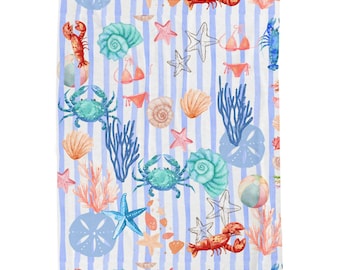 Beach Vibes fluwelen deken, gezellige stranddeken, nautisch decor, zomercadeau, op de oceaan geïnspireerde deken, zachte deken voor ontspanning