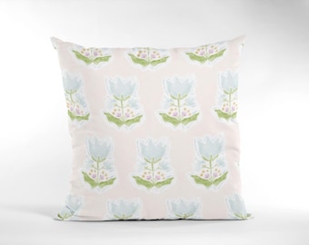 Floral Pillow Blue and White Grandmillennial Hydrangea Pillow Blue Hydrangea, Floral Pillow Preppy Interior Design Blue White, fall pillow