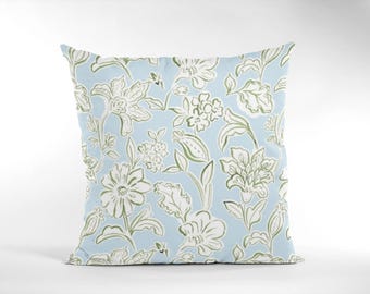 Blue and Green Pillows Green Throw Pillows Green and Blue Pillow Covers Dorm Decor Blue Throw Pillow floral Pillow Light Blue Pillows