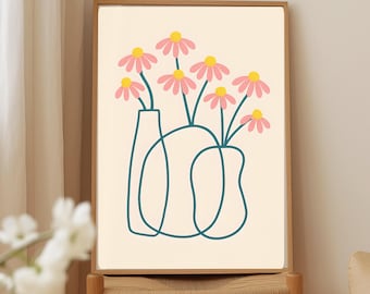 Botanical Fine Art Print, Floral Wall Decor, Flower Illustration, Home Decor, Gift for Art Lovers, Modern Room Aesthetic