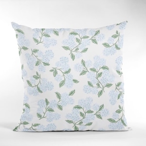 white and Blue Pillow for Bedroom Decor Baby Girl Nursery Decor Grandmillennial Throw Pillow Hydrangea Pillow  Throw Pillow living room