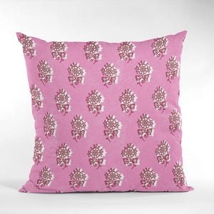 Pink Floral Square Pillow, Decorative pillow, boho pillow, Pink Block Print Pillow, Decorative Pillow, Blush Floral Pillow, Throw Pillows