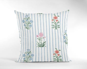 Almofada decorativa com estampa floral listrada, decoração aconchegante para casa, almofada decorativa floral rosa, roupa de cama floral rosa para dormitório, almofada de primavera, decoração para quarto de bebê