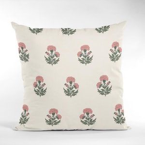Botanical Floral Print Pillow,pink and White Throw Pillow, Decorative Pillow, Couch Pillow, Sofa Decor, Living Room Pillow, Gift Idea