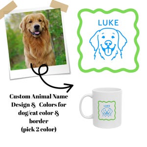 Taza personalizada para mascotas, taza de cerámica para amantes del café, taza personalizada para mascotas, taza personalizada para mascotas con dibujos animados, regalo para mascotas, regalo personalizado con retrato de perro.