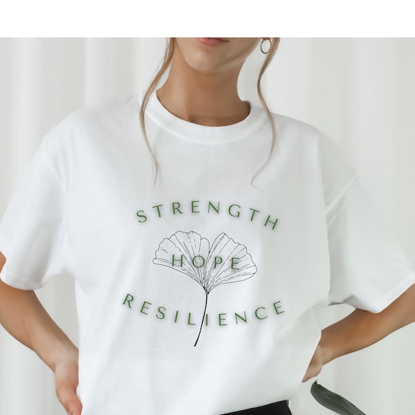 Cancer Fighting Ginko Leaf Shirt, Strength Hope Resilience Top, No One Fights Alone Survivor Support Shirt, Gift Idea for Fighter