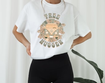 Retro Trendy Tree Hugger T Shirt, Earth Day Top, Save the Planet Shirt, Gift Idea for Nature Lover