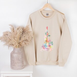 Eiffel Tower Sweatshirt, Paris Crewneck Pullover, Water Colors Abstract Hoodie, Gift for Her