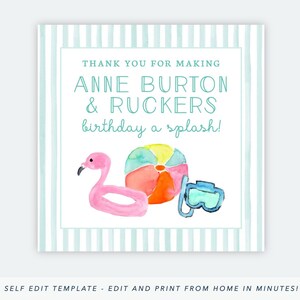 Printable Pool Party Favor Tags Pool Birthday Favor Tag Boy | Etsy