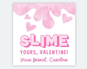 Printable Valentines Day Cards for Kids, Valentine Tags, Valentines Day Slime, Slime Valentine, Valentine Favor Tags, Valentine Treat Tags