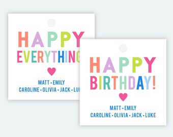 Printable Happy Everything Gift Tags, Happy Birthday Gift Tags, Custom Gift Tags, Personalized Gift Tags, Family Gift Tags and Labels