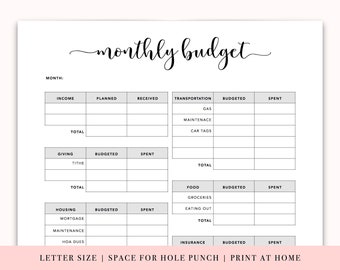 monthly budget etsy monthly budget planners