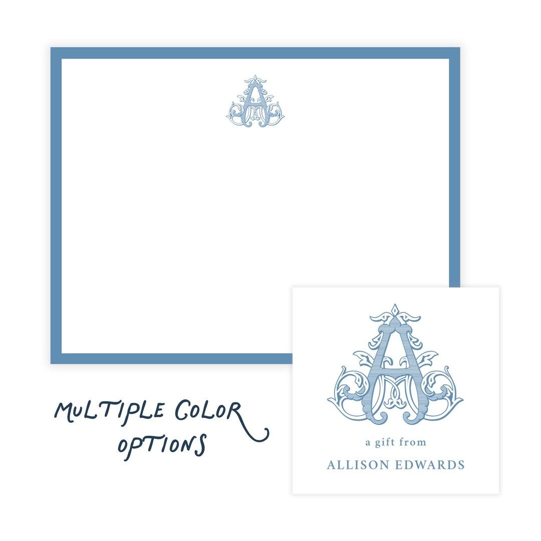PRINTABLE Monogrammed Stationery Bundle | Matching Note Card and Gift ...