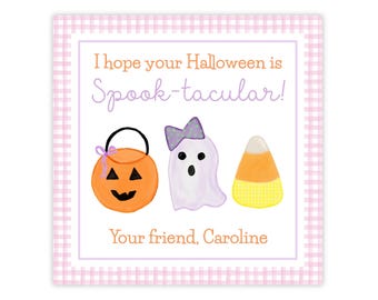PRINTABLE Halloween Spooktacular Gift Tags, Cute Pumpkin Ghost Candy Corn Favor Tag, Editable Corjl Template | 501