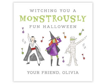 Printable Halloween Tags, Halloween Gift Tags, Halloween Treat Tags, Halloween Favor Tags, Watercolor Halloween Tag, Halloween Stickers