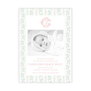 Anuncio de nacimiento de niña imprimible, tarjeta de anuncio de nacimiento personalizada, plantilla de anuncio de nacimiento personalizada, anuncio de recién nacido