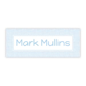PRINTED Personalized Water-Resistant Name Labels | 60 Pack | 1x2.625&quot; Stickers for Kids | Back to School, Daycare | Blue Gingham