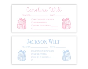 PRINTED School Money Envelopes | Personalized Set of 20 | Back to School Envelopes for Lunch, Field Trip, Cash or Check | Free Shipping