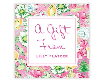 PRINTABLE Lemon Gift Tag Template | Editable Corjl Tag with Bright Preppy Style | Personalized for Summer or Hostess Gift | Lilly's Lemons