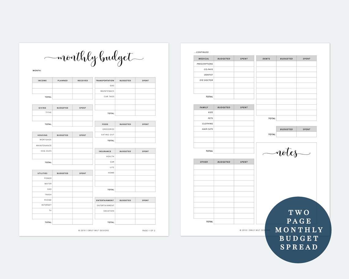 Finance Planner Printable Financial Planner Budget Planner Etsy