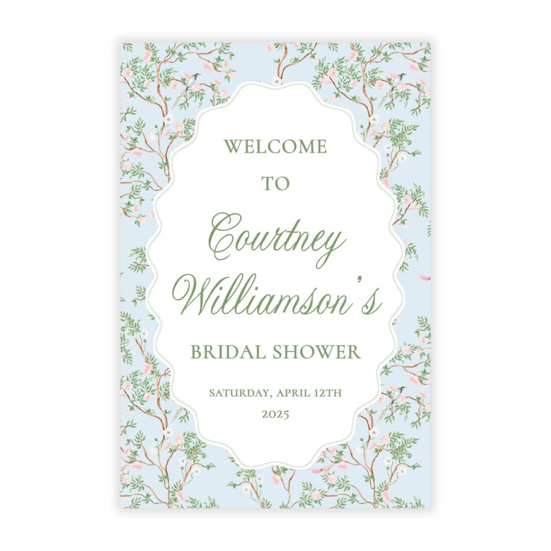 PRINTABLE 24x36 Welcome Sign Template | Blue Floral Boy Baby Shower or ...