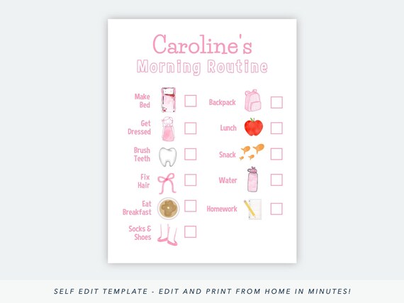 Printable Chore Chart Chore Chart for Girls Preschool | Etsy