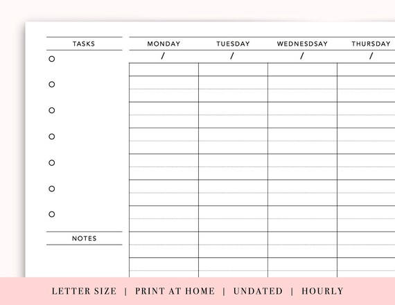 weekly planner printable hourly planner printable weekly weekly hourly planner printable